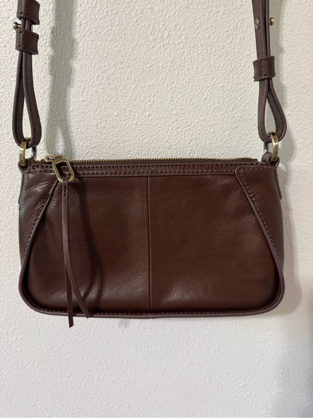 HOBO Bellamy Small Crossbody Bag Brown Genuine Leather Phone Pocket-10x5x2.5” - Picture 4 of 14